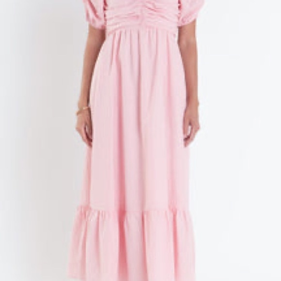 English Factory Pink Maxi Sundress with Bow and Puff Sleeve - Picture 6 of 12